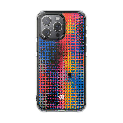 Chromatic Halftone Grid · Clear Impact Magnetic Phone Case for iPhone ·  Blue