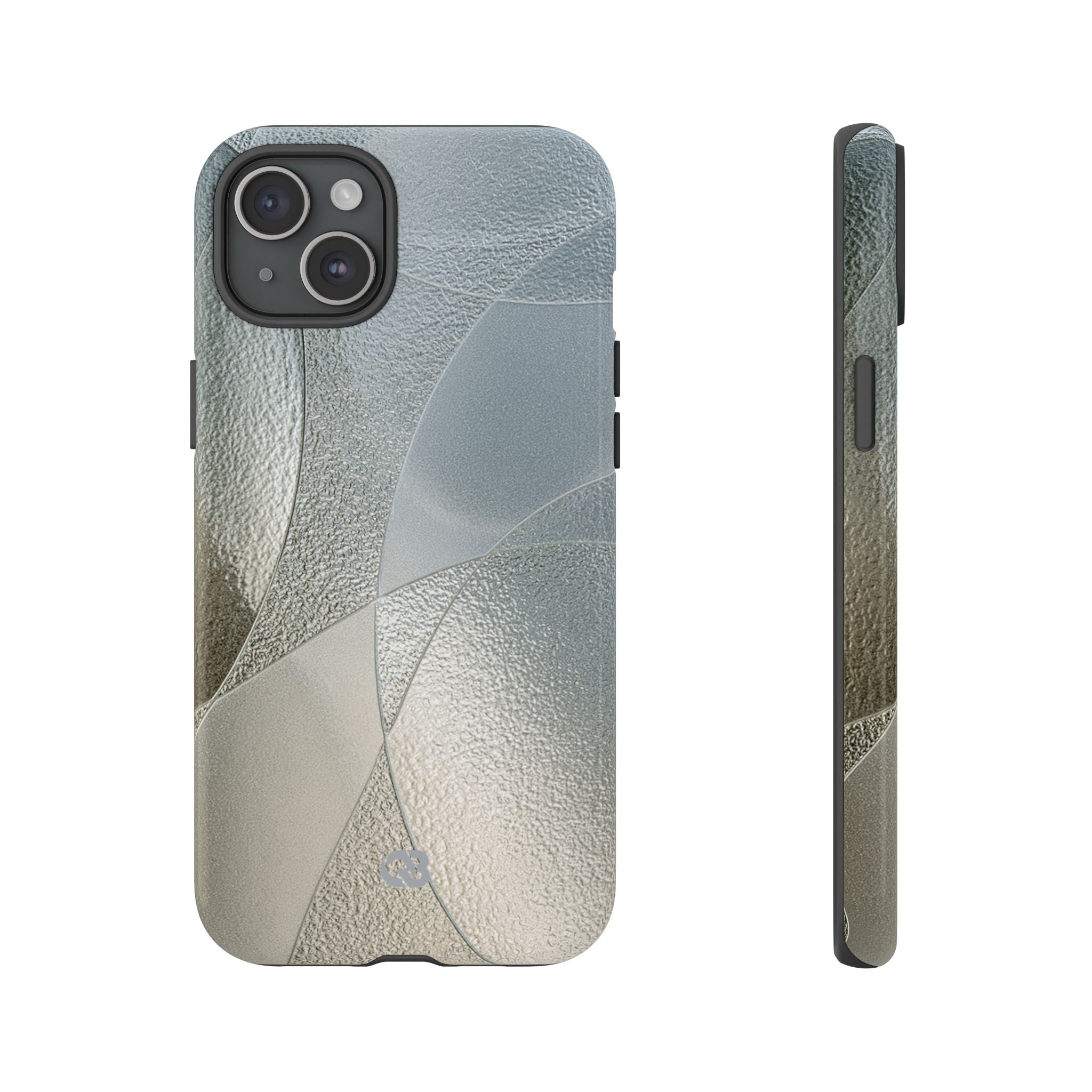 Silver Tough Phone Case for iPhone - Frosted Silver Mosaic