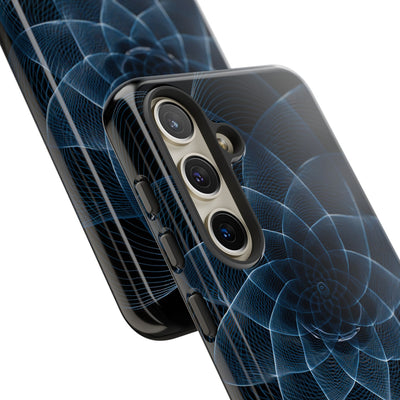 Blue Tough Phone Case for Samsung - Cobalt Geometric Bloom