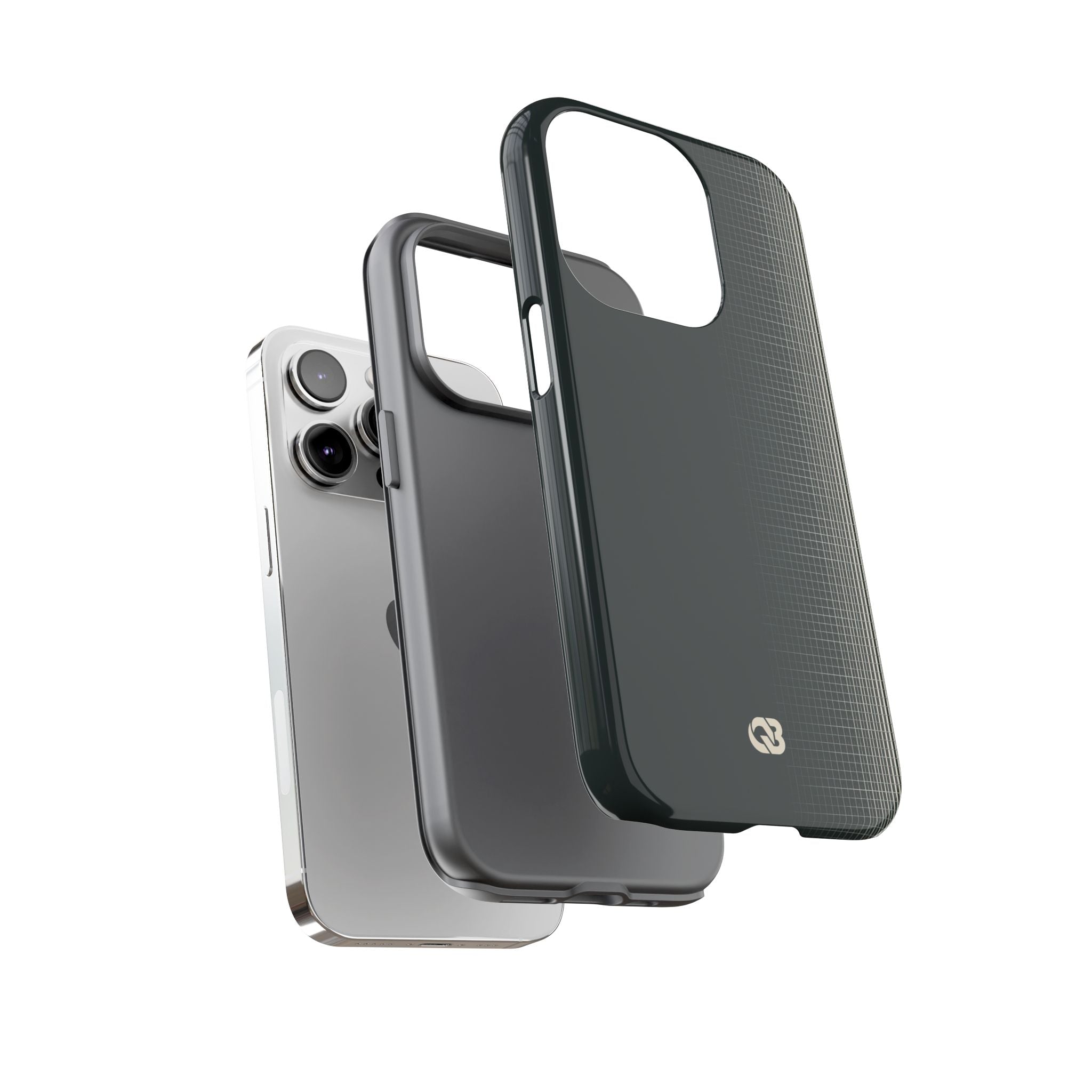 Grey Tough Phone Case for iPhone - Charcoal Tech Grid