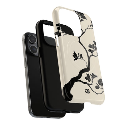 Beige Tough 2.0 Magsafe Phone Case for iPhone - Obsidian Bonsai Silhouette
