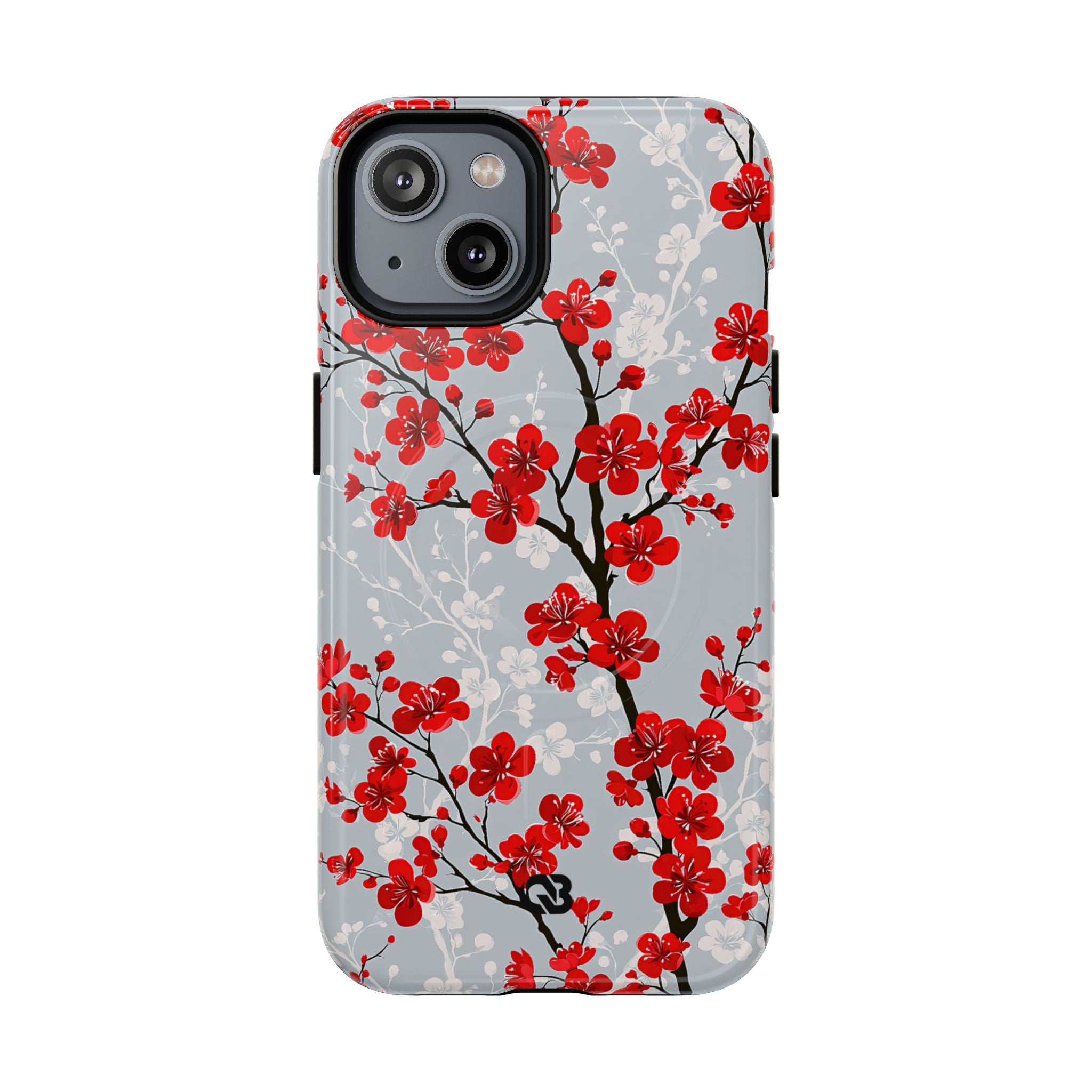 Grey Tough 2.0 Magsafe Phone Case for iPhone - Crimson Sakura Slate