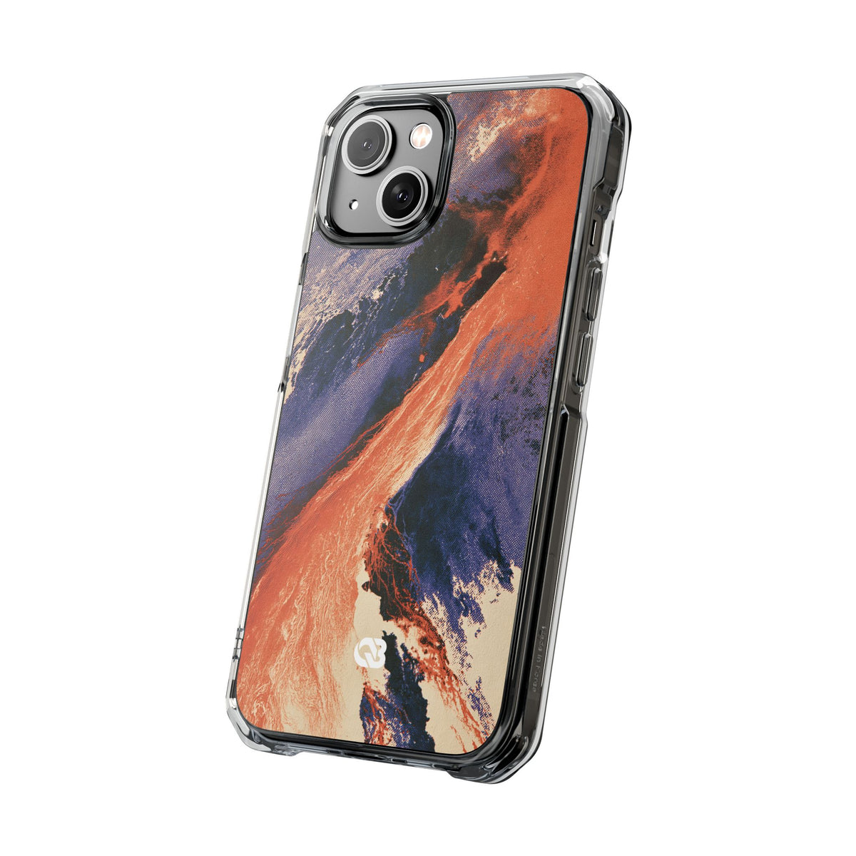Solar Aura Drift · Clear Impact Magnetic Phone Case for iPhone · Orange