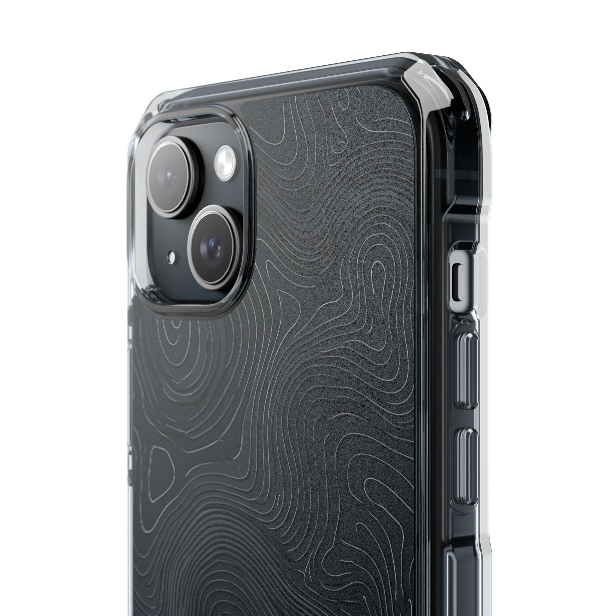 Black Impact MagSafe Phone Case for iPhone - Obsidian Ridge Topo