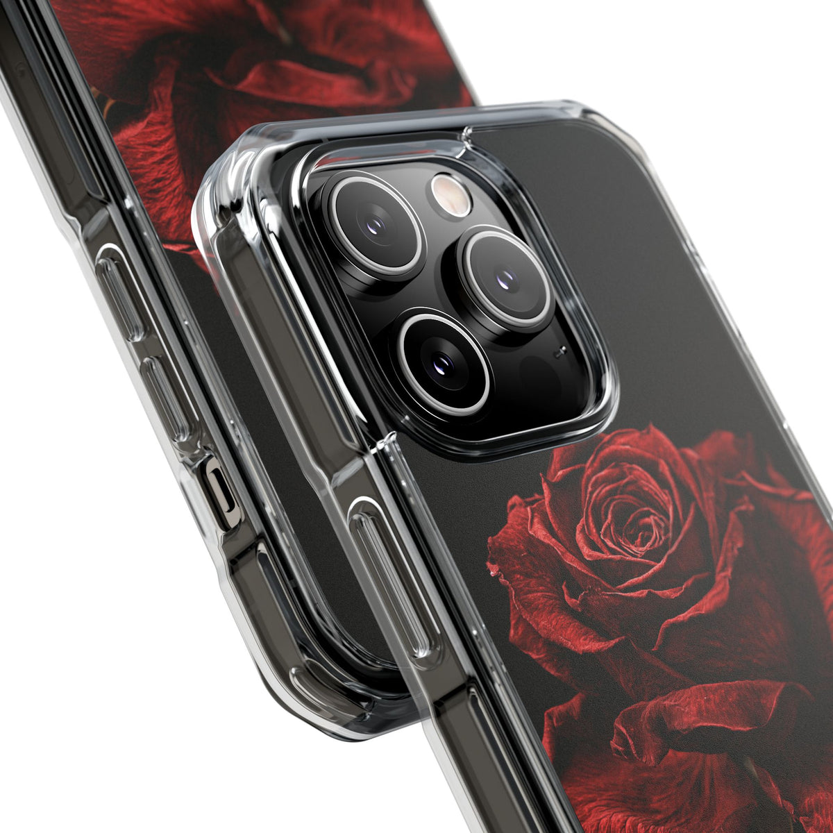 Crimson Noir Rose · Clear Impact Magnetic Phone Case for iPhone ·  Black