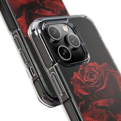 Crimson Noir Rose · Clear Impact Magnetic Phone Case for iPhone ·  Black
