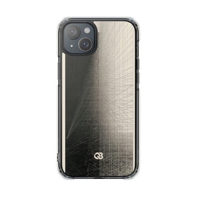 Beige Impact MagSafe Phone Case for iPhone - Brutalist Graphite Grid