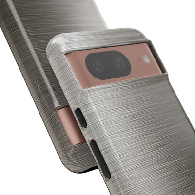 Grey Tough Phone Case for Google Pixel - Brushed Industrial Steel