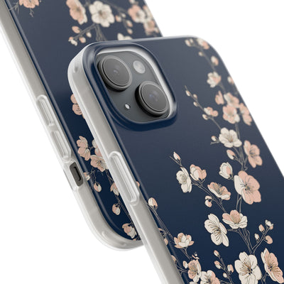 Blue Lite Phone Case for iPhone - Midnight Peach Sakura