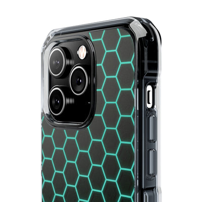 Neon Hex Spectrum · Clear Impact Magnetic Phone Case for iPhone · Teal