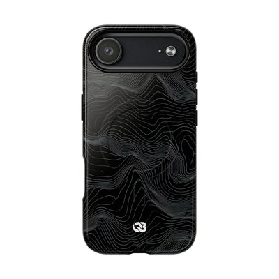 Black Tough 2.0 Magsafe Phone Case for iPhone - Obsidian Topo Wireframe