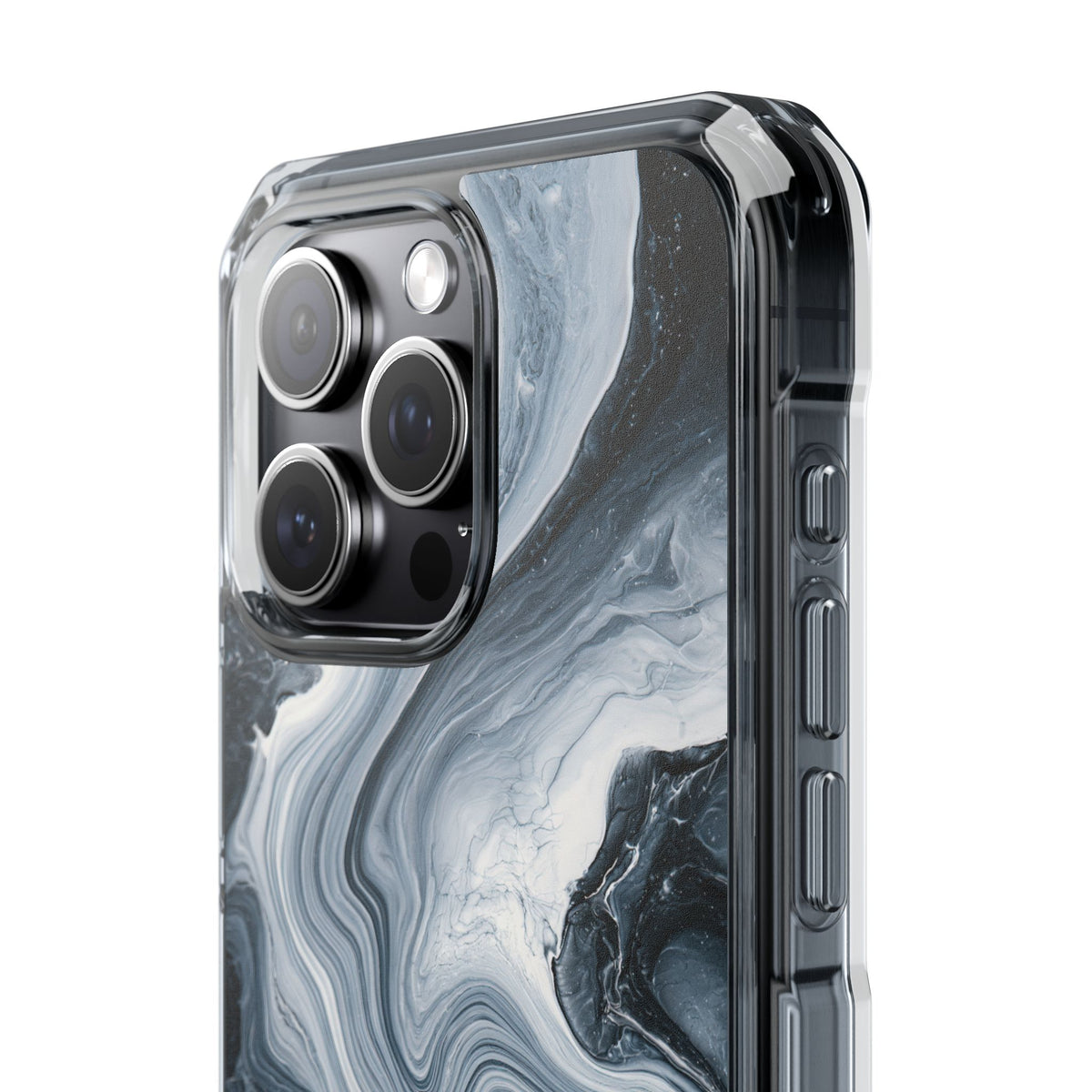 Suminagashi Ink Flow · Clear Impact Magnetic Phone Case for iPhone · Grey