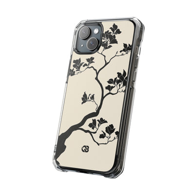 Beige Impact MagSafe Phone Case for iPhone - Obsidian Bonsai Silhouette