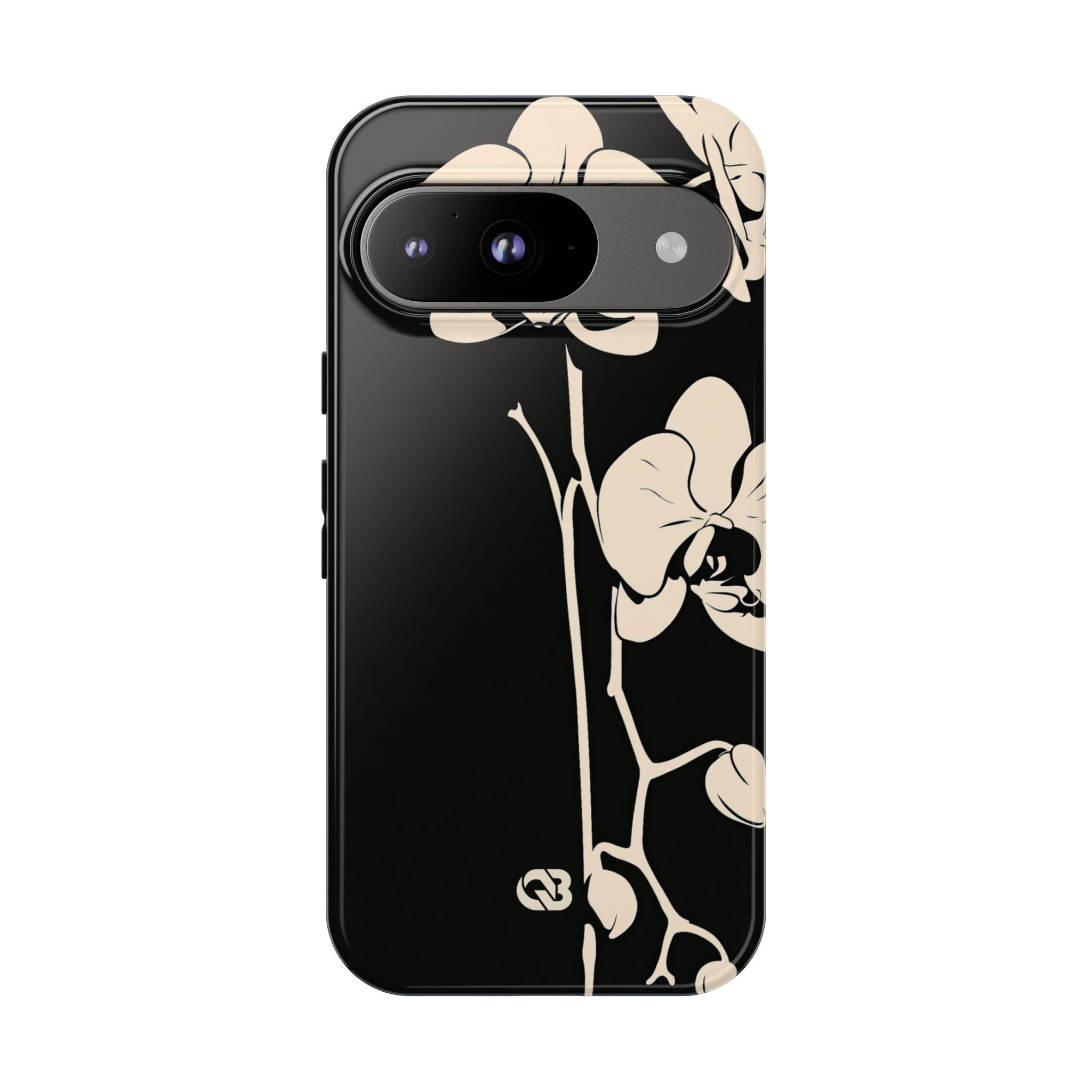 Black Tough Phone Case for Google Pixel - Obsidian Bone Orchid