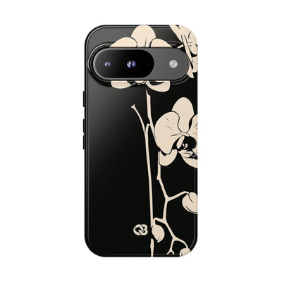 Black Tough Phone Case for Google Pixel - Obsidian Bone Orchid