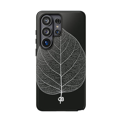 Black Tough Phone Case for Samsung - Bleached Leaf Lattice