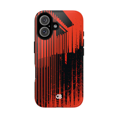 Red Tough Phone Case for iPhone - Crimson Brutalist Distortion