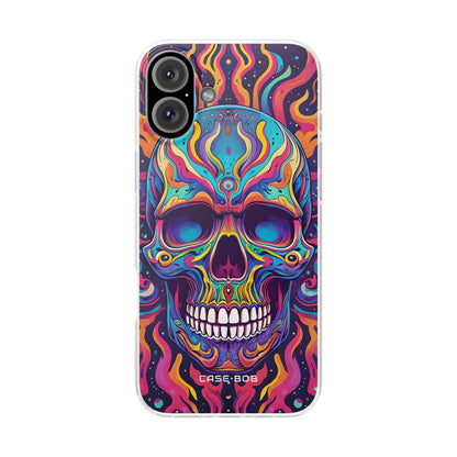 Flaming Skull iPhone 16 Plus Cover - Blød