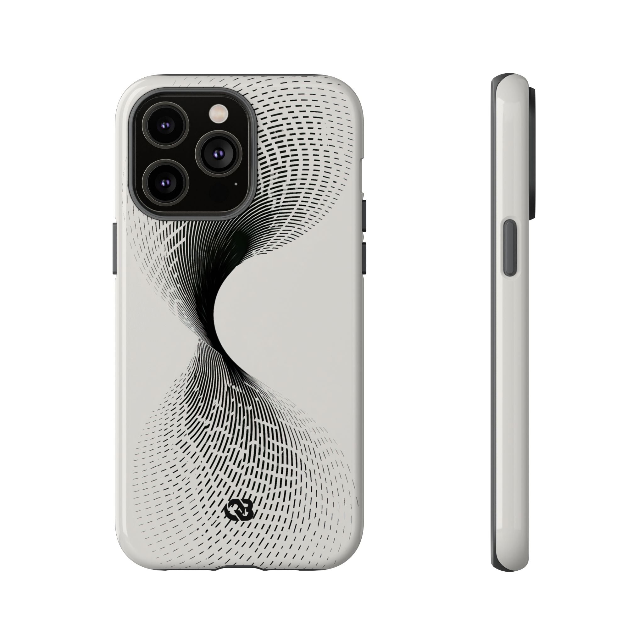 White Tough Phone Case for iPhone - Linear Torsion Grid