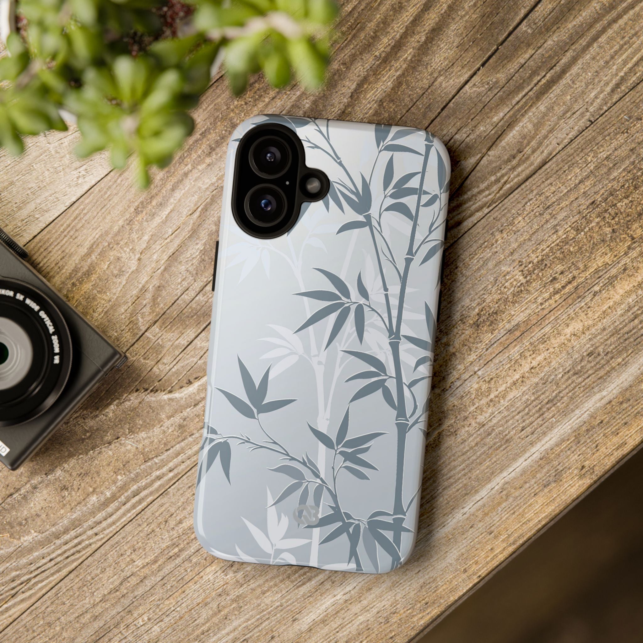 Blue Tough Phone Case for iPhone - Slate Bamboo Shadow