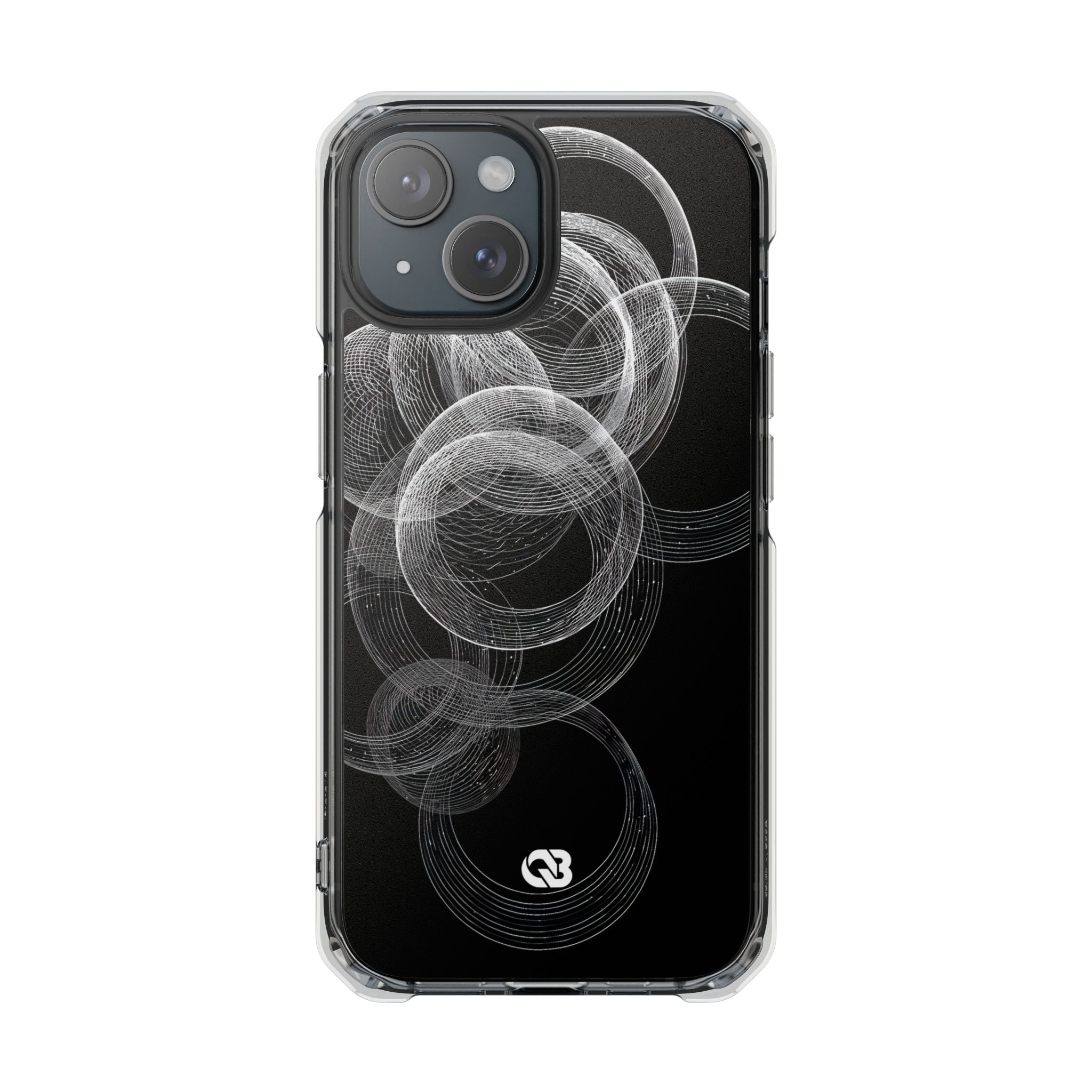 Black Impact MagSafe Phone Case for iPhone - Kinetic Wireframe Orbit