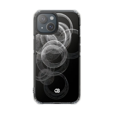 Black Impact MagSafe Phone Case for iPhone - Kinetic Wireframe Orbit