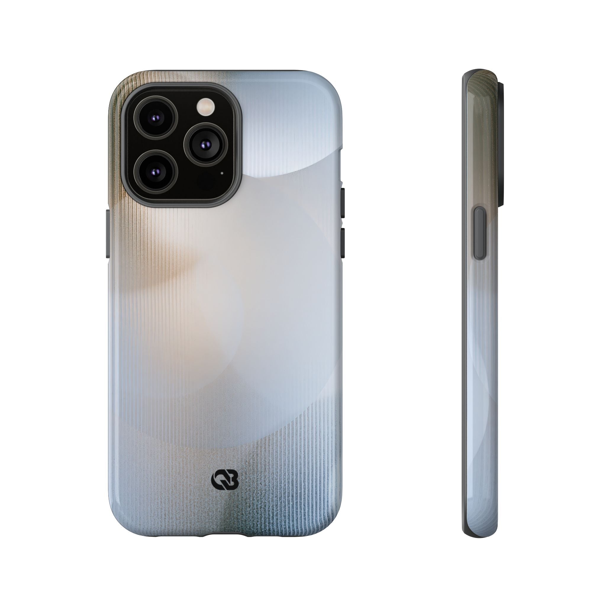 White Tough Phone Case for iPhone - Frosted Ribbed Sphere