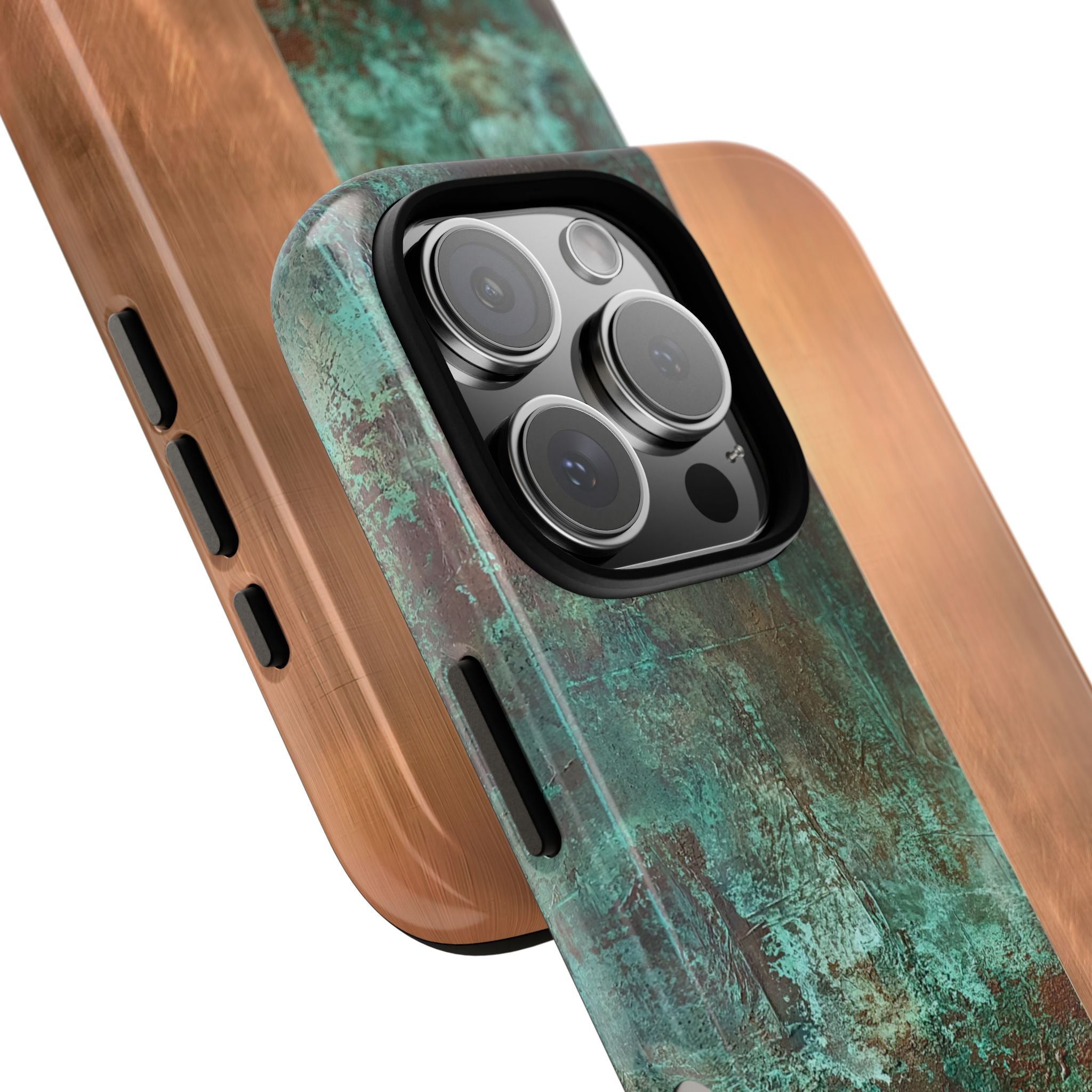 Teal Tough Phone Case for iPhone - Verdigris Copper Slab