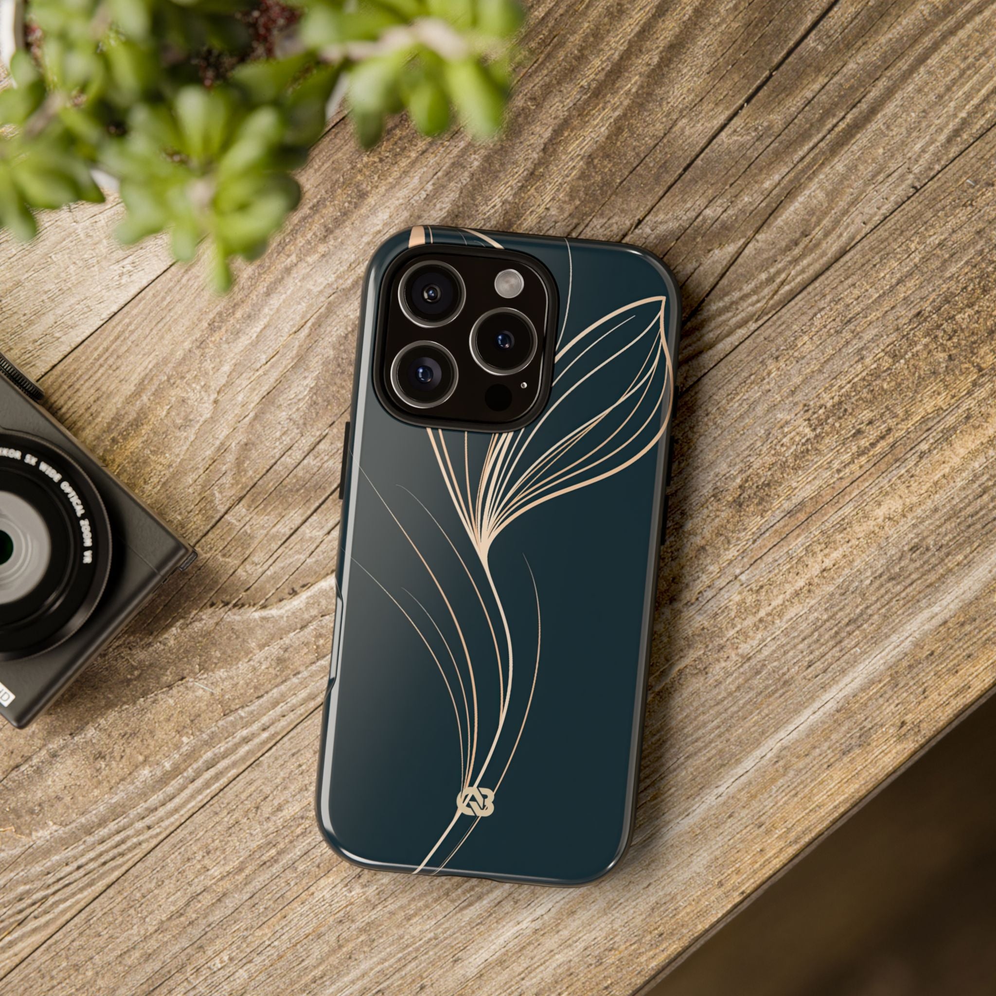 Teal Tough Phone Case for iPhone - Sandstone Silk Flora