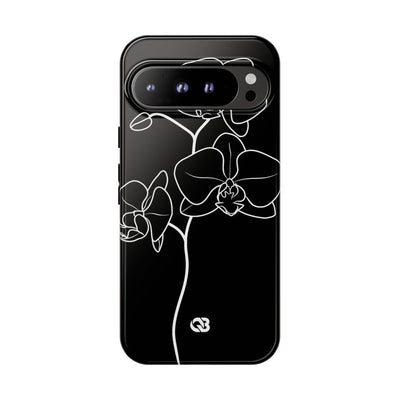 Black Tough Phone Case for Google Pixel - Noir Alabaster Orchid