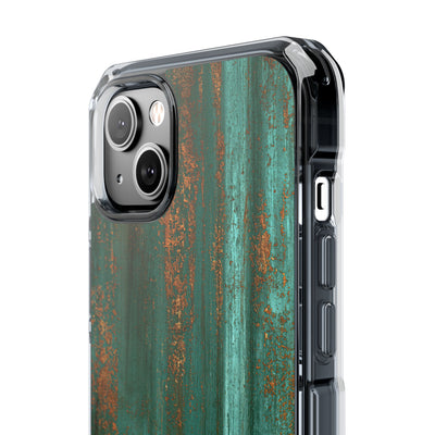 Teal Impact MagSafe Phone Case for iPhone - Verdigris Copper Siding