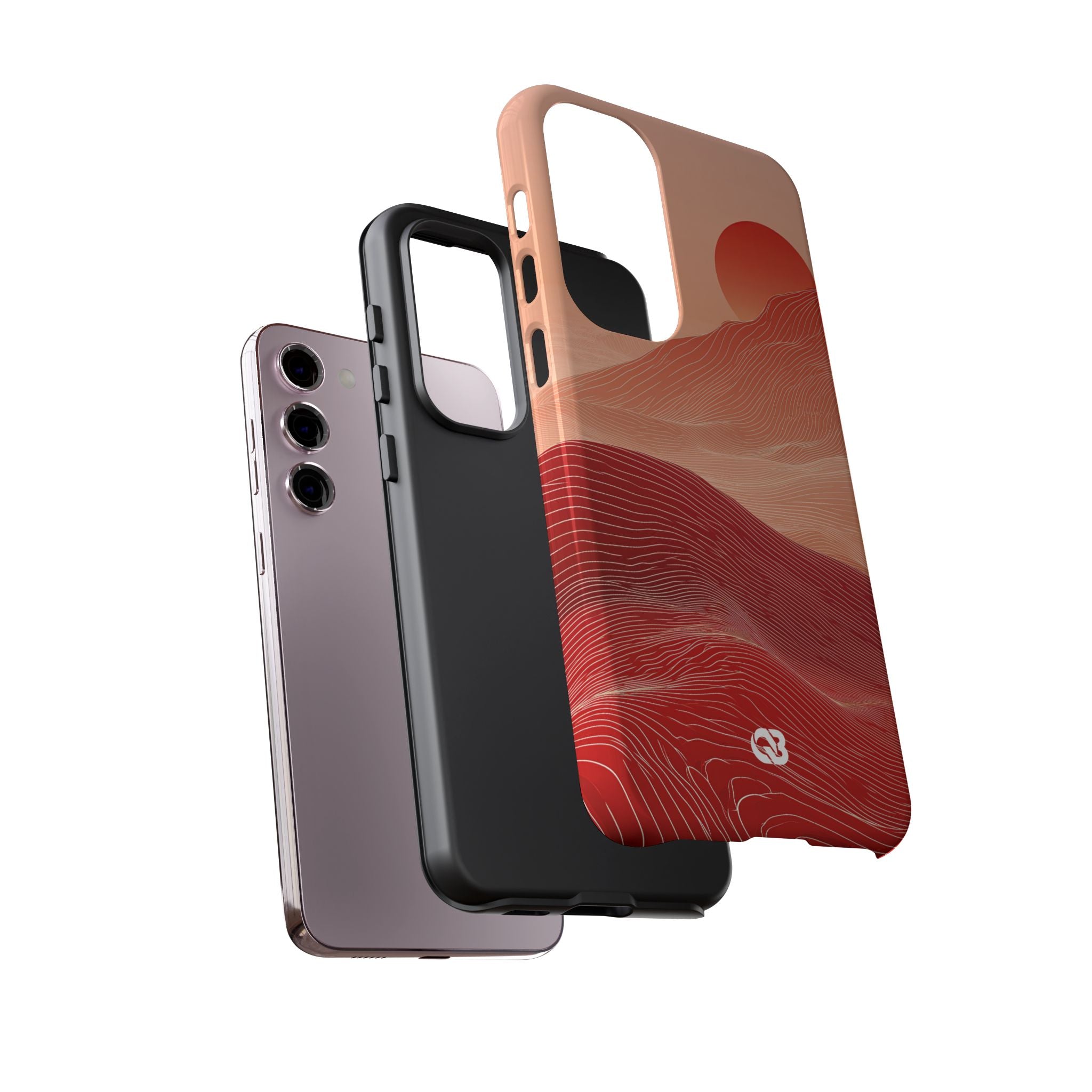 Red Tough Phone Case for Samsung - Crimson Ridge Lines
