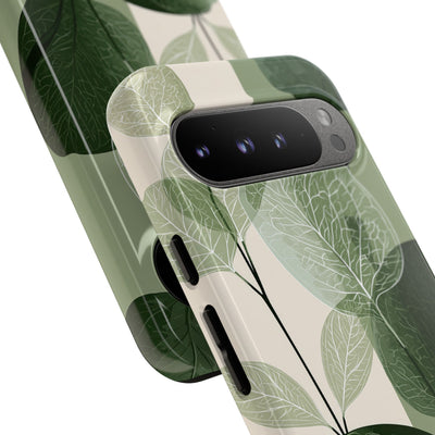 Green Tough Phone Case for Google Pixel - Sage Leaf Skeletals