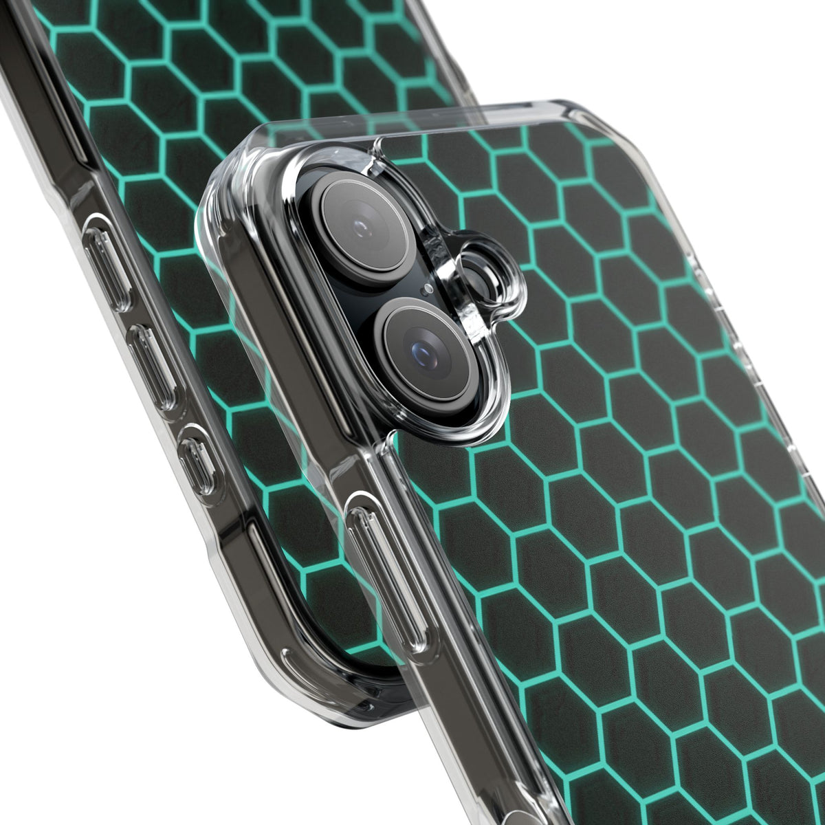 Neon Hex Spectrum · Clear Impact Magnetic Phone Case for iPhone · Teal
