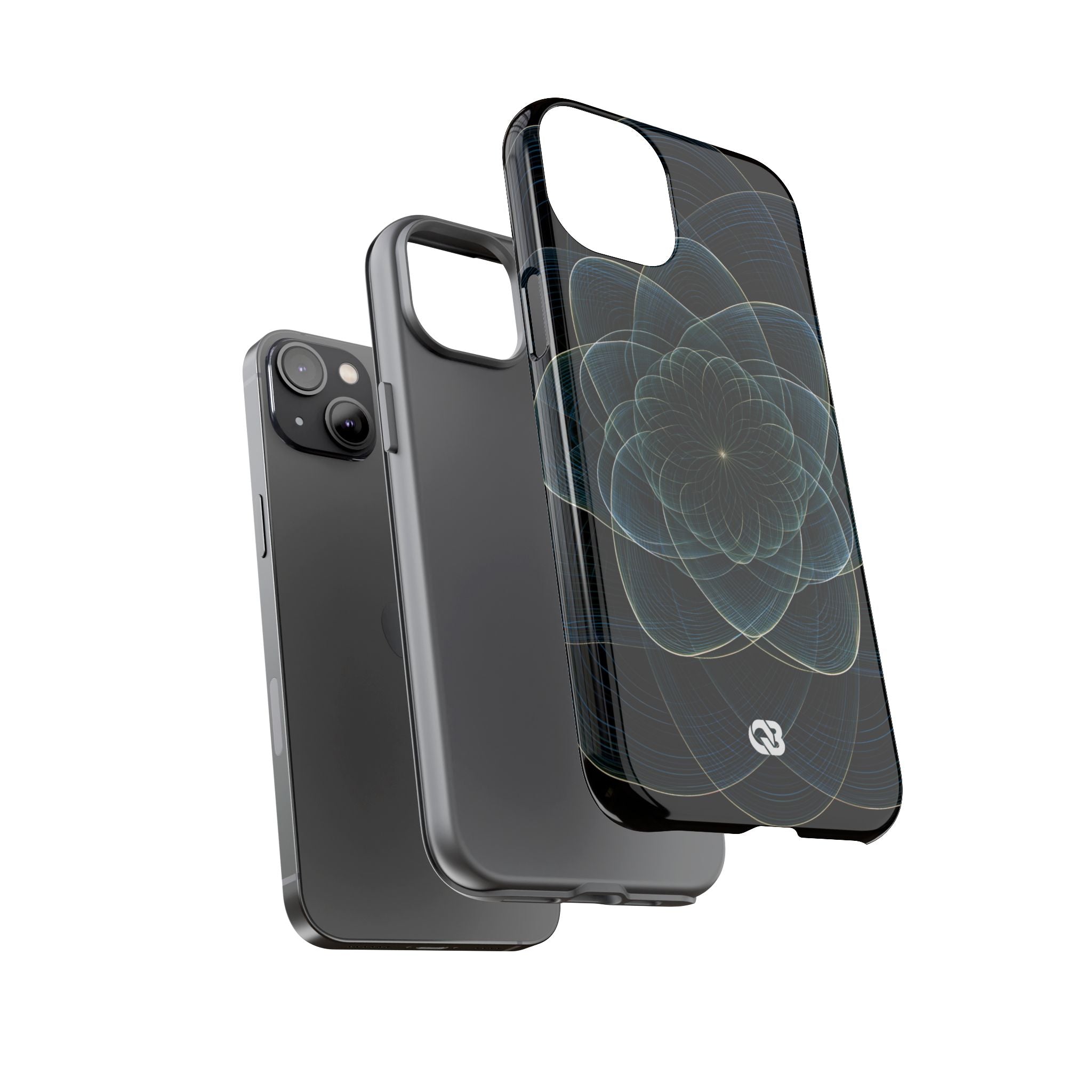 Blue Tough Phone Case for iPhone - Celestial Wireframe Bloom