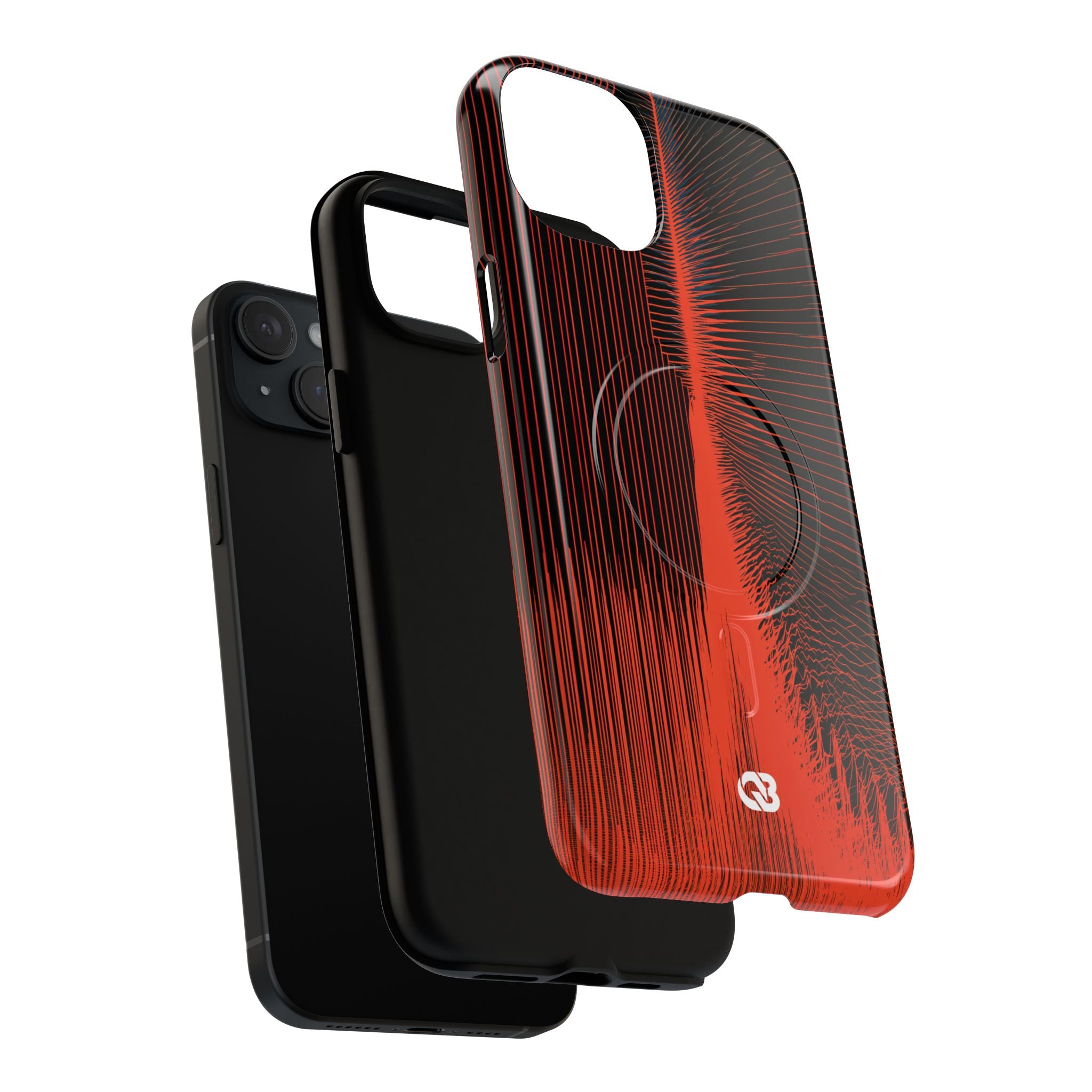 Red Tough 2.0 Magsafe Phone Case for iPhone - Crimson Frequency Pulse