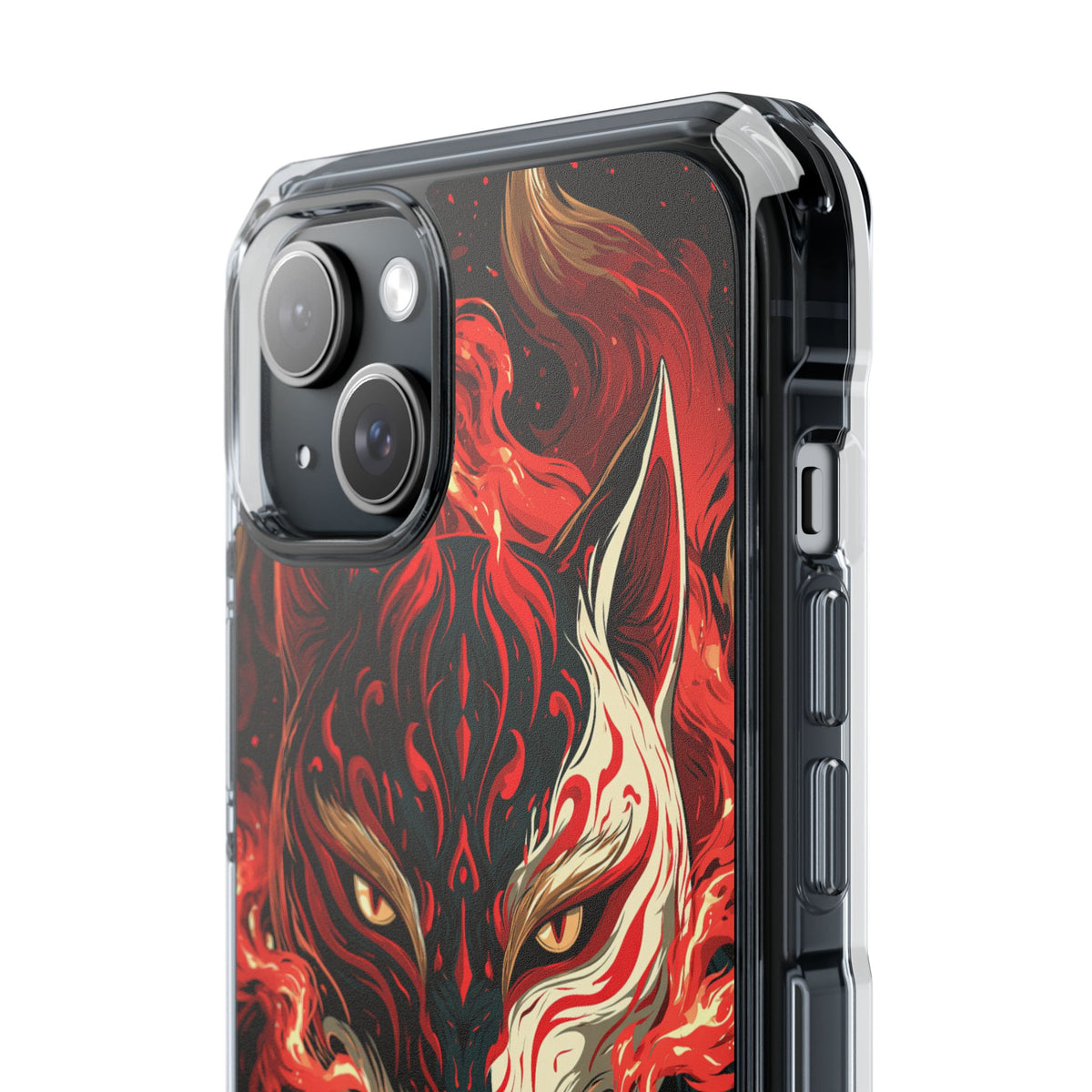 Crimson Kitsune Spirit · Clear Impact Magnetic Phone Case for iPhone · Red