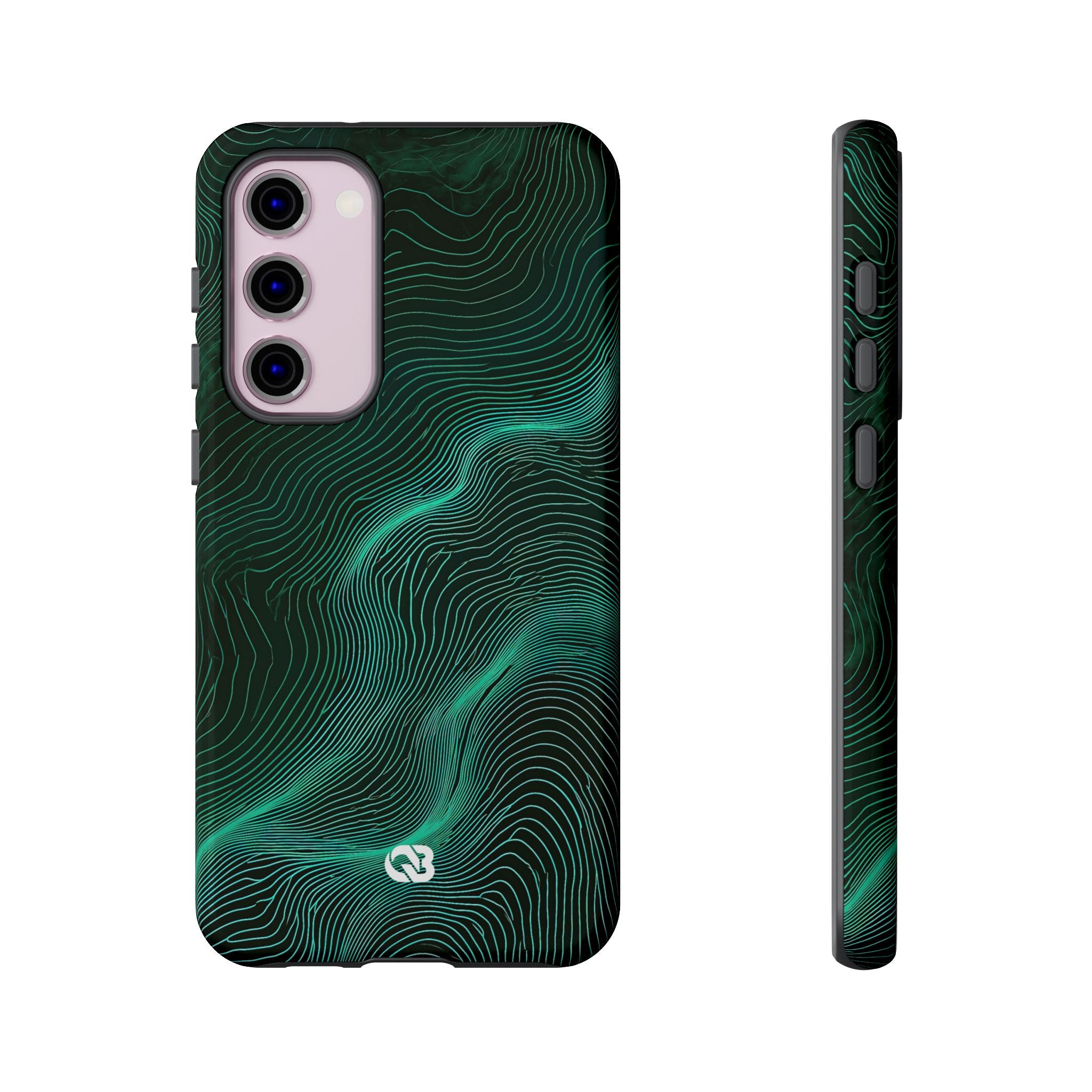 Teal Tough Phone Case for Samsung - Neon Jade Contour