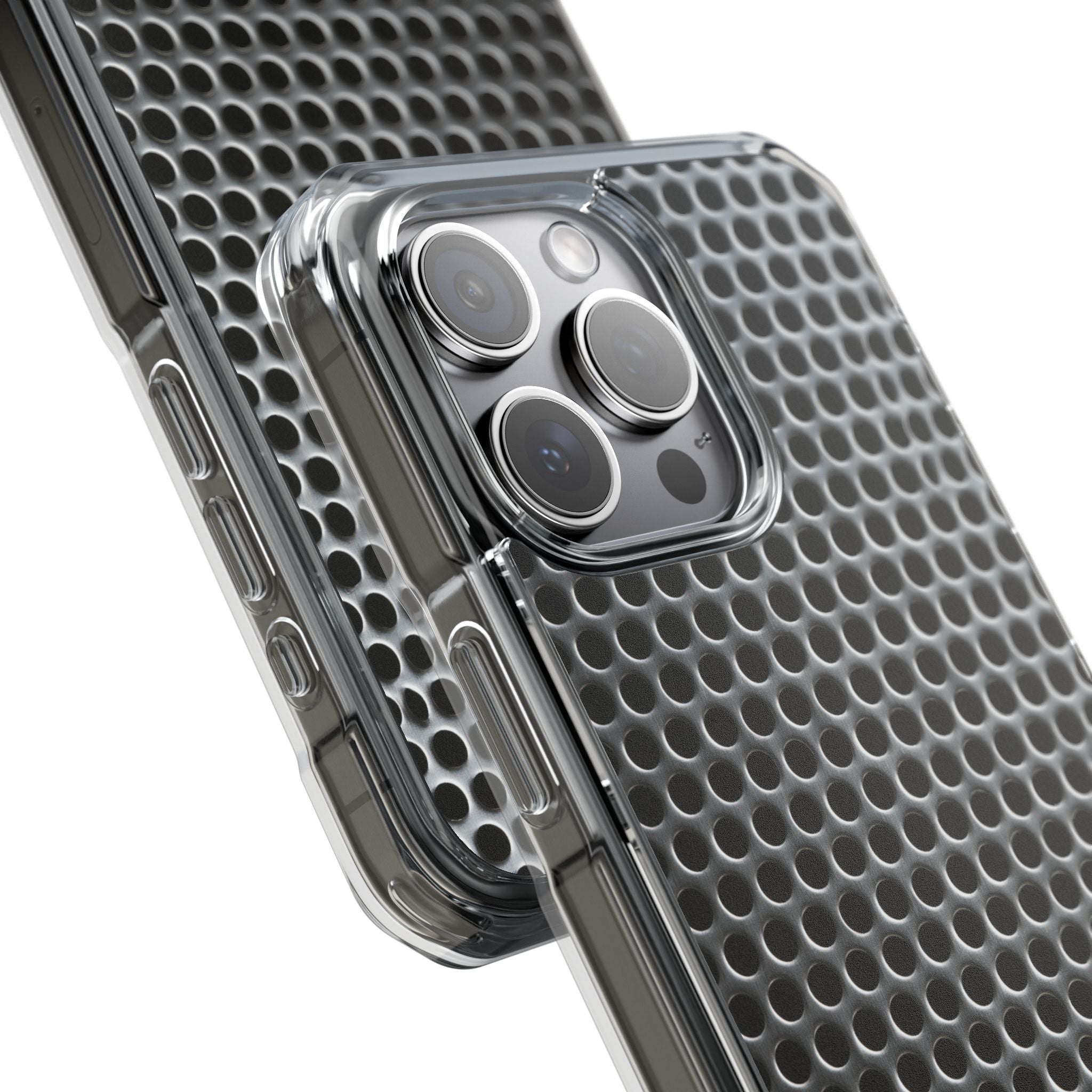Silver Impact MagSafe Phone Case for iPhone - Brutalist Steel Mesh