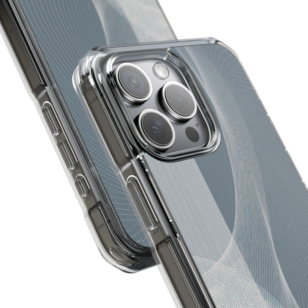Slate Contour Drift · Clear Impact Magnetic Phone Case for iPhone · Grey