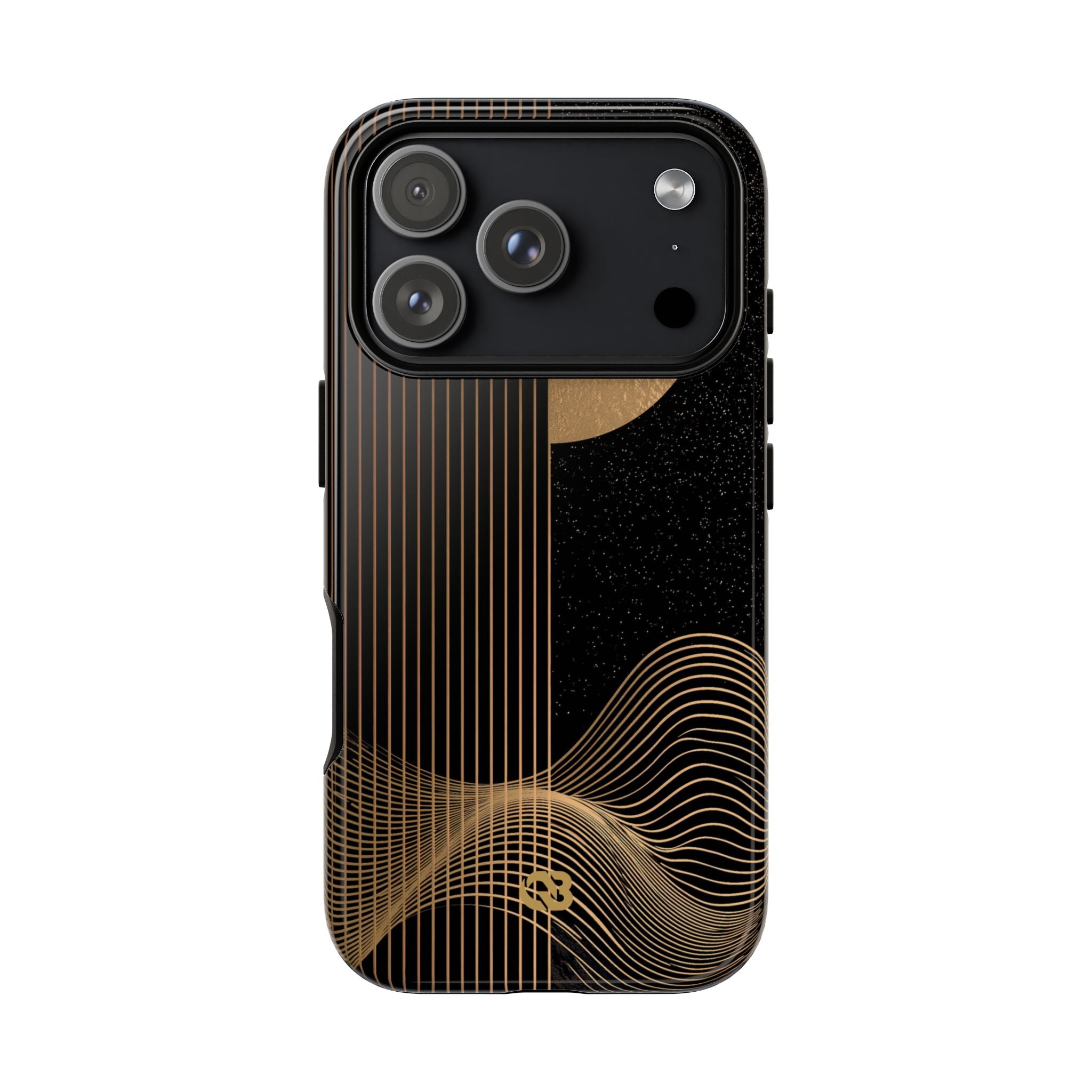 Gold Tough Phone Case for iPhone - Gilded Obsidian Dunes