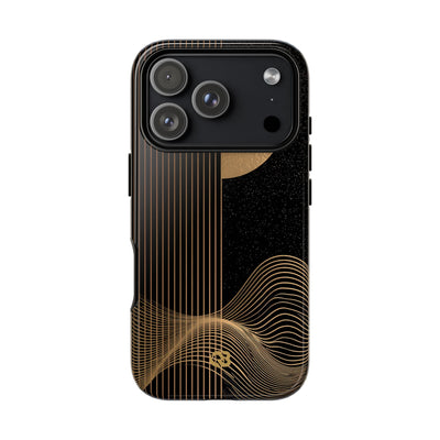 Gold Tough Phone Case for iPhone - Gilded Obsidian Dunes