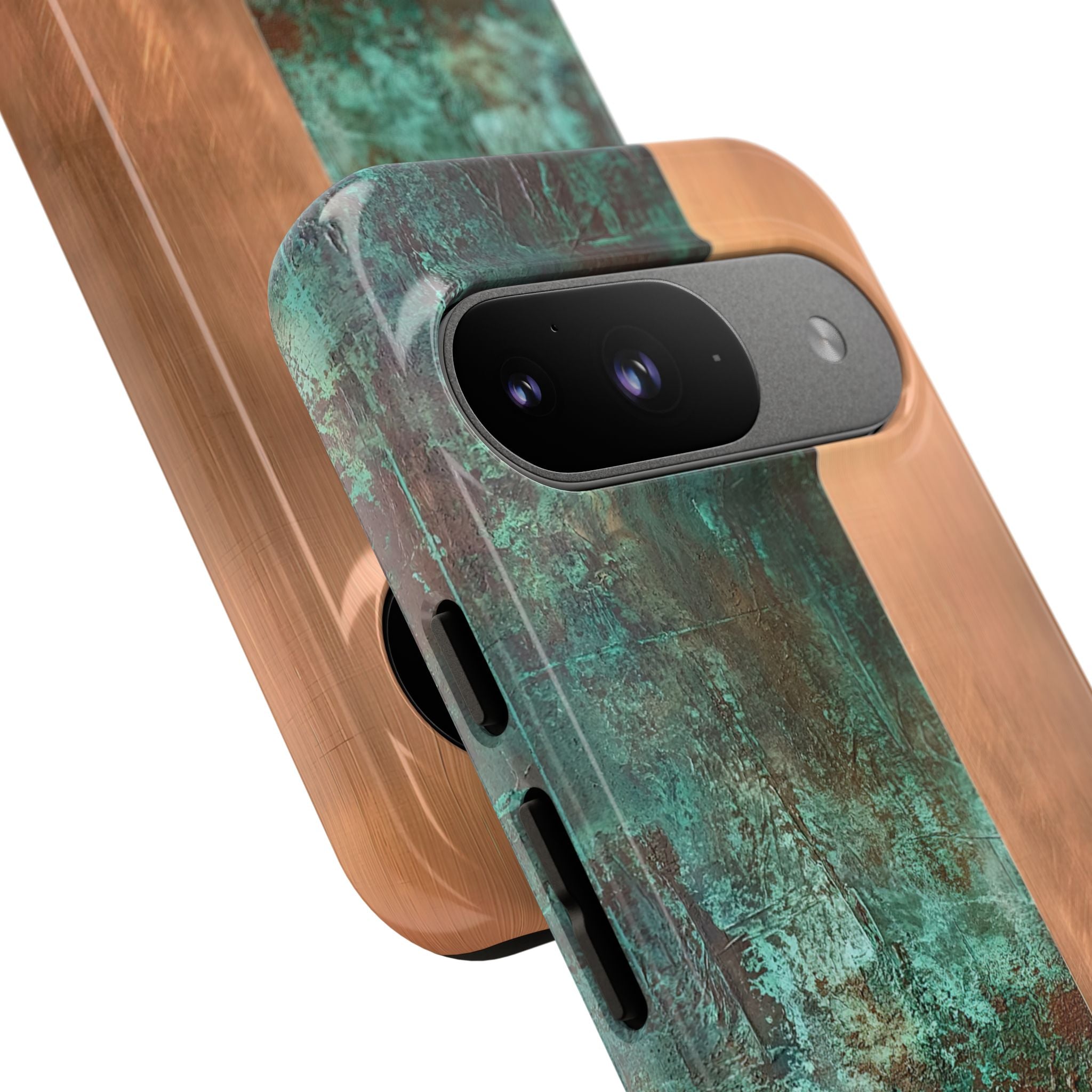 Teal Tough Phone Case for Google Pixel - Verdigris Copper Slab