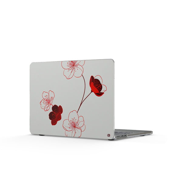 Crimson Sakura Blossom · Clear Hard Case for MacBook · Red