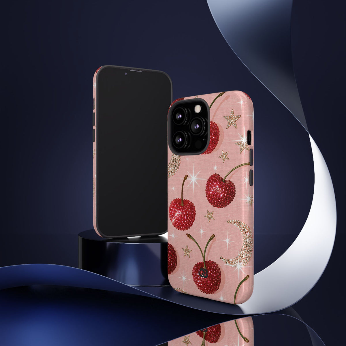 Bedazzled Ruby Cherries · Tough Phone Case for iPhone · Pink