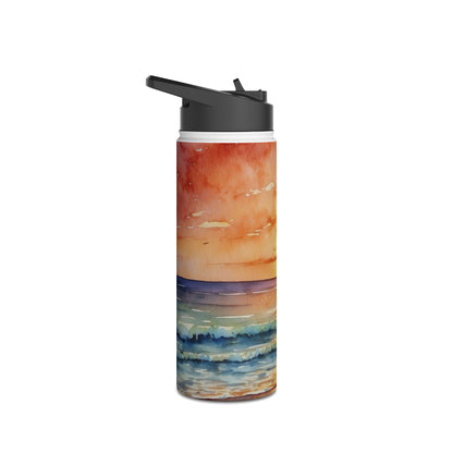 Golden Palm Sunset - Stainless Steel Water Bottle