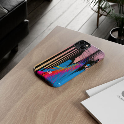Blue Tough Phone Case for iPhone - Fractured Data Skyline