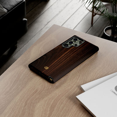 Brown Tough Phone Case for Samsung - Burnished Mahogany Grain