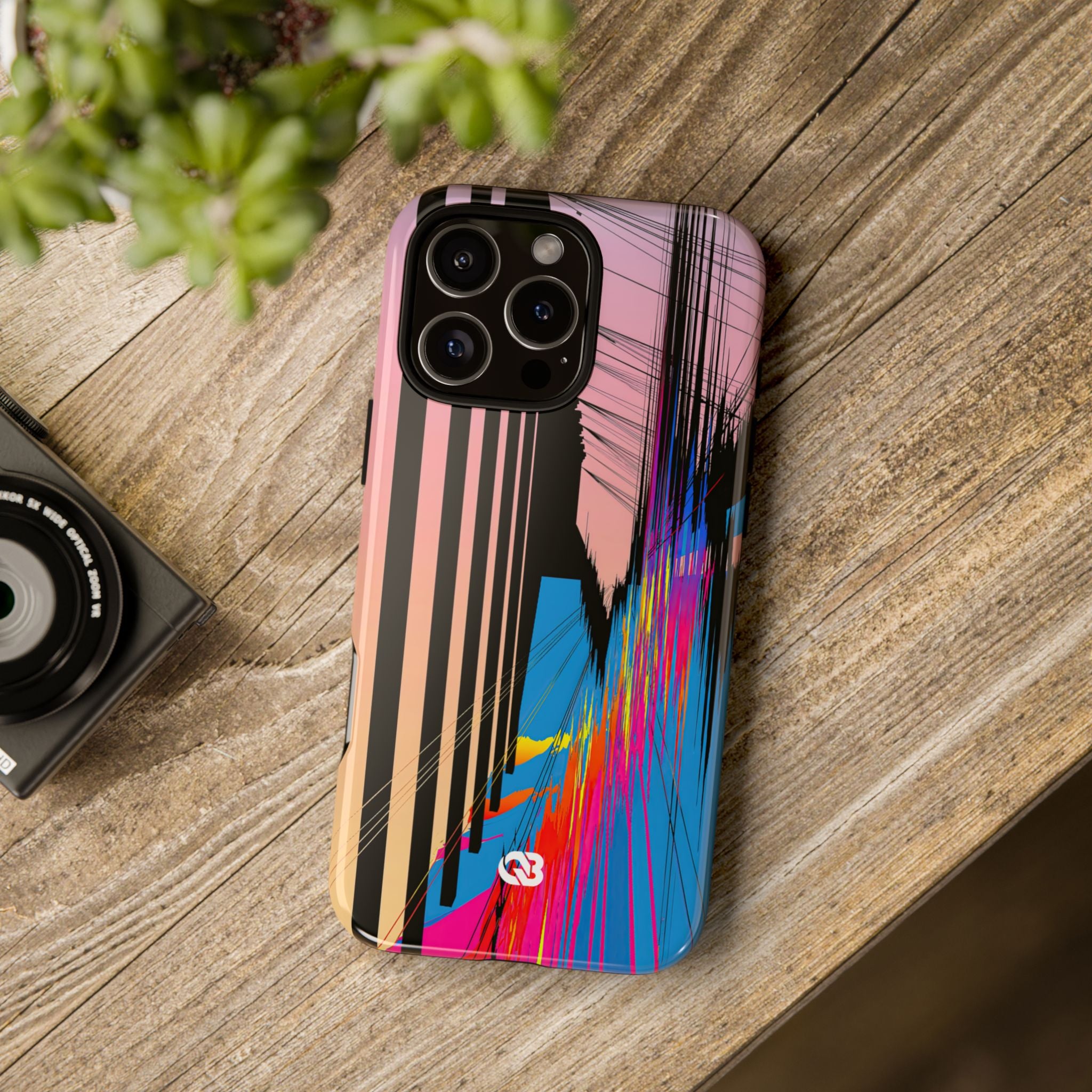 Blue Tough Phone Case for iPhone - Fractured Data Skyline