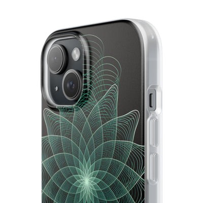 Green Lite Phone Case for iPhone - Cyan Signal Bloom